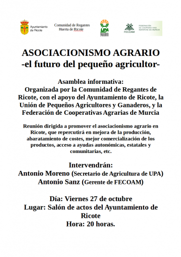 Asociacionismo agrario: convocatoria de asamblea informativa