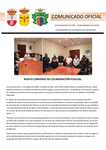 NUEVO CONVENIO DE COLABORACIÓN POLICIAL