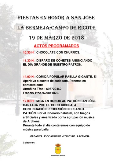 Fiestas en honor a San Jóse en la Pedanía de La Bermeja 2018.
