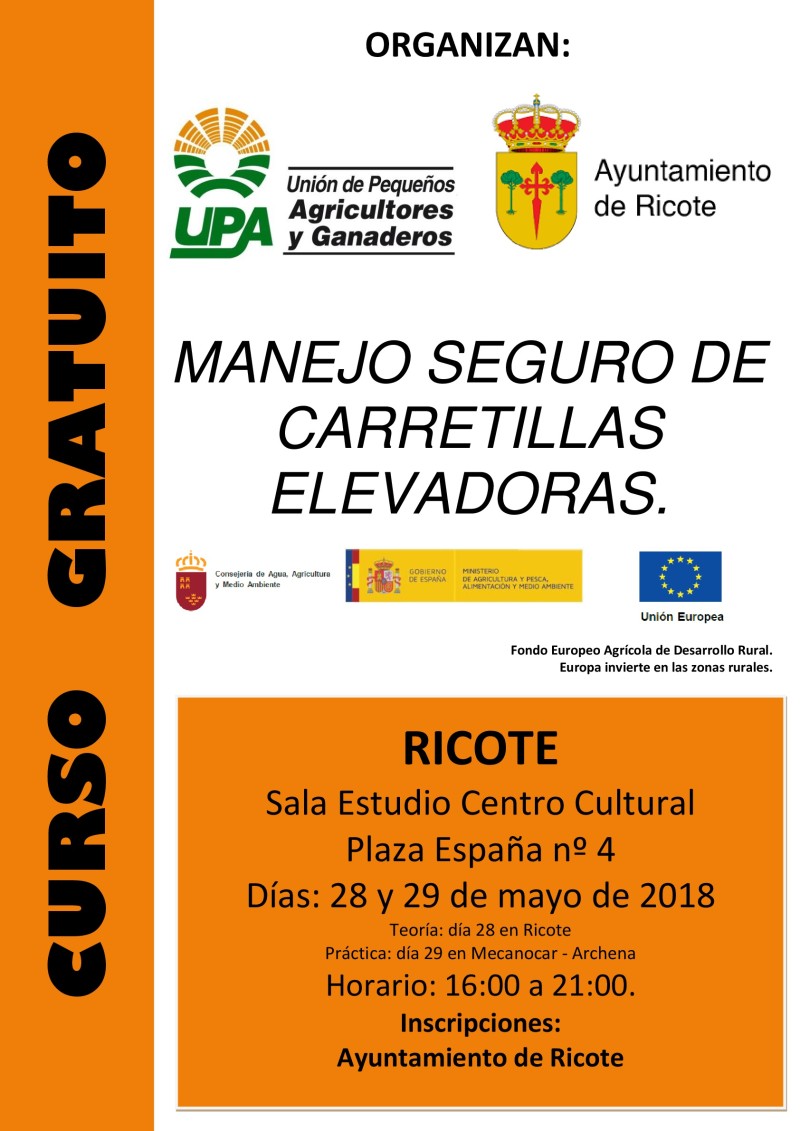 Cartel Curso Manejo Carretilla Elevadora Ricote 2018-001