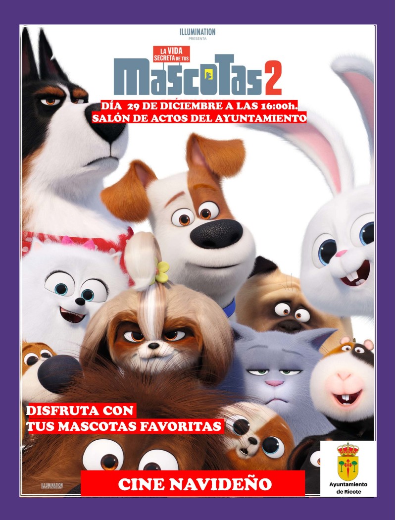 SESIÓN DE CINE “MASCOTAS 2″ – DOMINGO 29/12/19