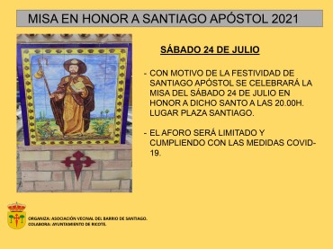 MISA EN HONOR A SANTIAGO APOSTOL 2021