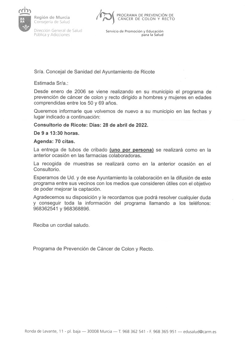 PROGRAMA DE PREVENCIÓN DE CÁNCER DE COLON Y RECTO