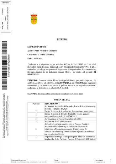 CONVOCATORIA PLENO
