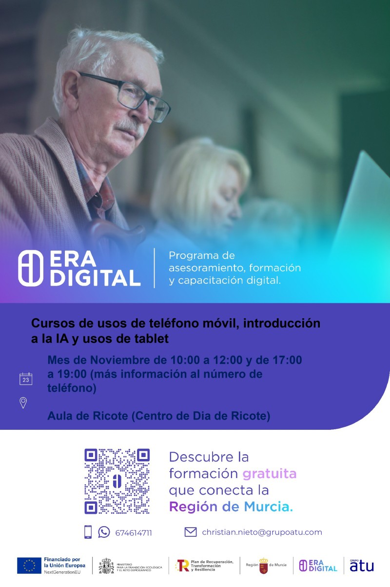 Ricote da inicio a los cursos formativos de Era Digital para mejorar las competencias digitales de sus vecinos.