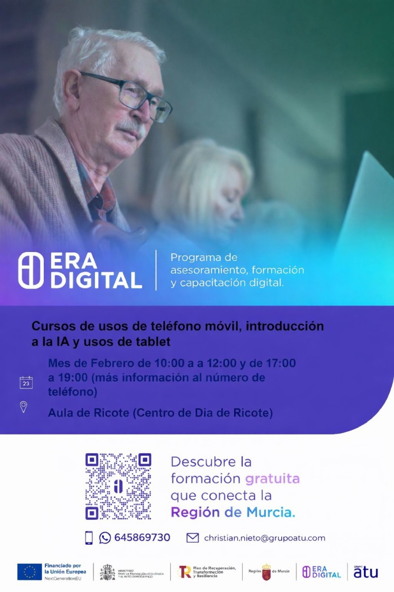 CURSOS DE USOS DE TELÉFONO MÓVIL, INTRODUCCIÓN A LA IA Y USOS DE TABLET.