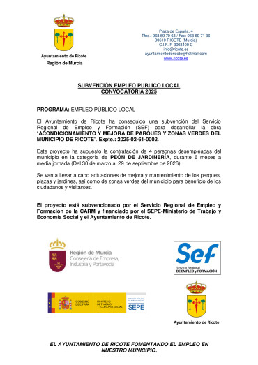 INICIO PROGRAMA EMPLEO PÚBLICO LOCAL 2025